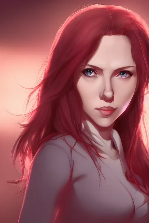 Image similar to Scarlett Johansson as an Anime Art Style, artstation, 4k detailed