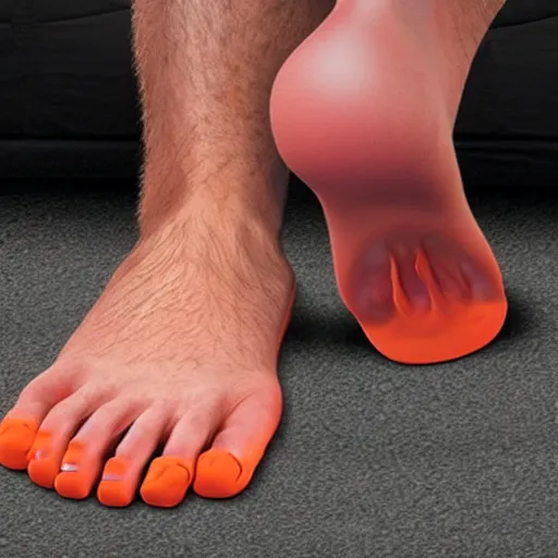 Prompt: hyper realistic oscar meyer weiner long toes