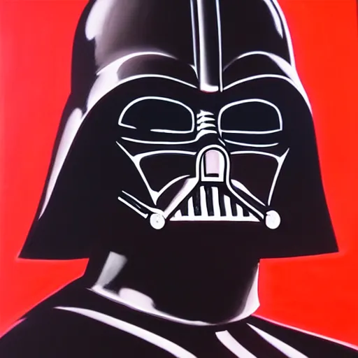 Image similar to darth vader, profile pic, red background, accurate anatomy, highly detailed, oil painting, epic,