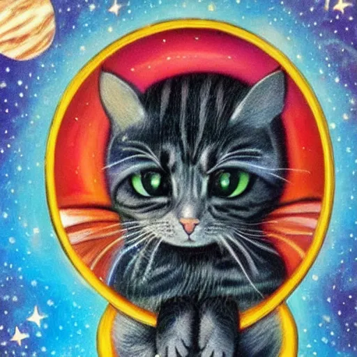 Prompt: kitty cat in space