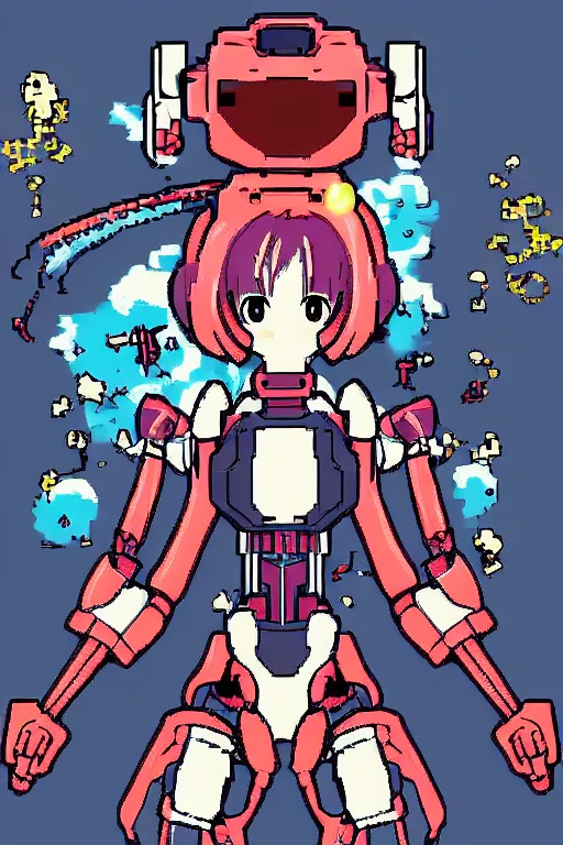 Prompt: a gorgeous anime robot, pixel style, 3 2 x 3 2, pixel game character