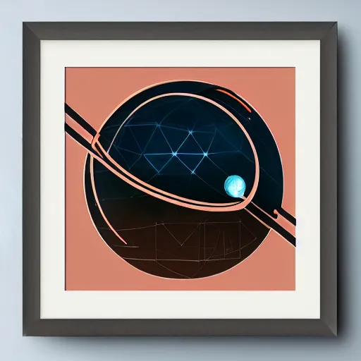 Image similar to retro dark vintage sci-fi, 2D matte dark gouache illustration, DNA connecting spheres, symetric