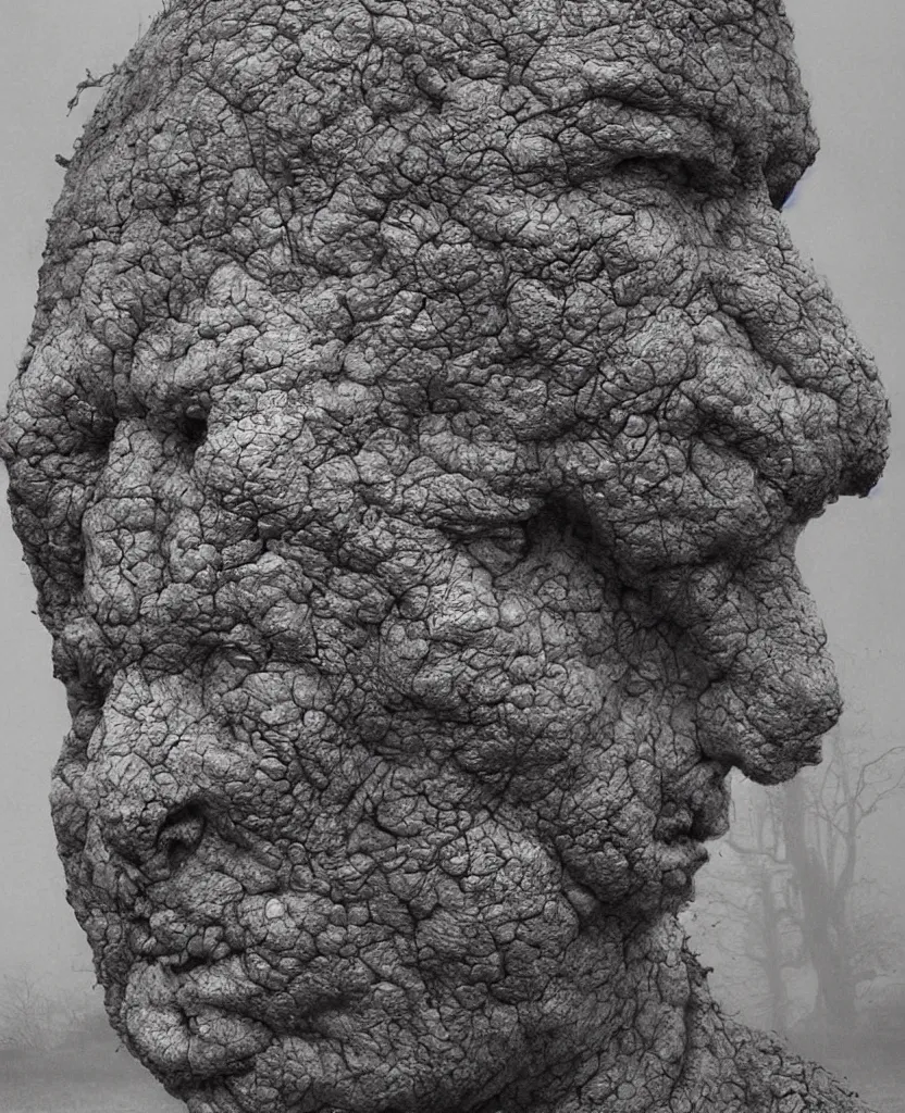 Image similar to giant head sculpture in the hell by zdislaw beksinski