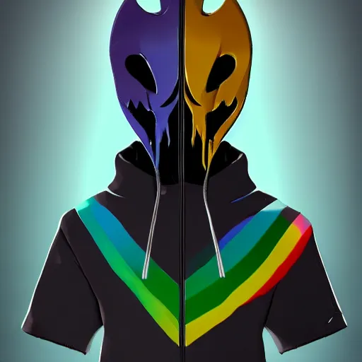 Image similar to Male Rainbow Grim Reaper, Pride hoodie, artstation