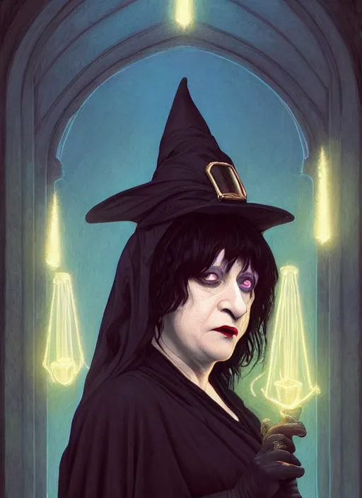 Image similar to lydia lunch as a medieval witch, symmetry!! portrait of seinfeld, glowing lights!! intricate, elegant, highly detailed, digital painting, artstation, concept art, smooth, sharp focus, illustration, art by artgerm and greg rutkowski and alphonse mucha