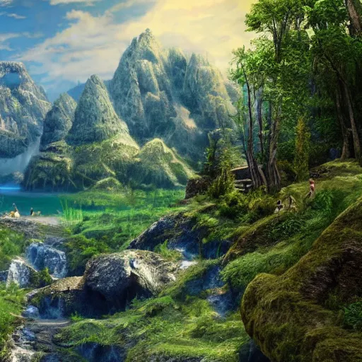 Image similar to A realistic beautiful natural landscape, 4k resolution, hyper detailed