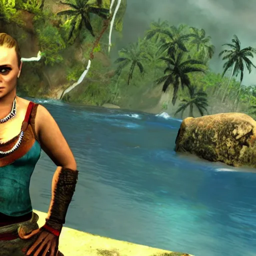 Image similar to an in-game screenshot of Adele as Vaas in Far Cry 3