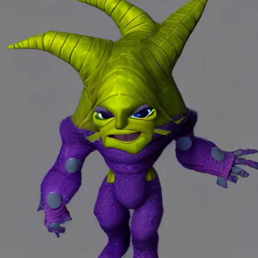 Prompt: character 3 d concept art page of a humanoid troll with a coat as an enemy in spyro the dragon video game concept art, spyro trilogy remaster concept art, playstation 1 era graphics, activision blizzard style, 4 k resolution concept art