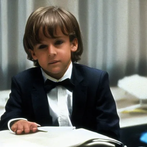 Image similar to child Emmanuel Macron in American Psycho (1999)