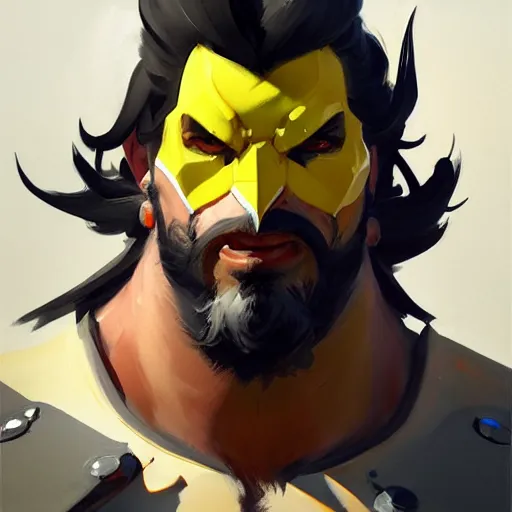 Image similar to Greg Manchess portrait painting of a Lobo as Overwatch character, medium shot, asymmetrical, profile picture, Organic Painting, sunny day, Matte Painting, bold shapes, hard edges, street art, trending on artstation, by Huang Guangjian and Gil Elvgren and Sachin Teng