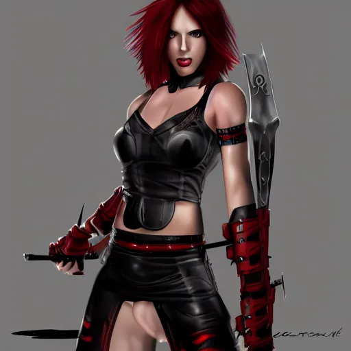 Prompt: rayne from bloodrayne, highly detailed, digital painting, trending on artstation, sharp focus, illustration