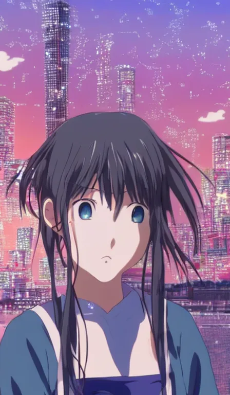 Prompt: anime fine details portrait of Mizore Shirayuki in front of modern tokyo city landscape on the background deep bokeh, close-up view, anime masterpiece by Studio Ghibli, 8k, sharp high quality anime, artstation