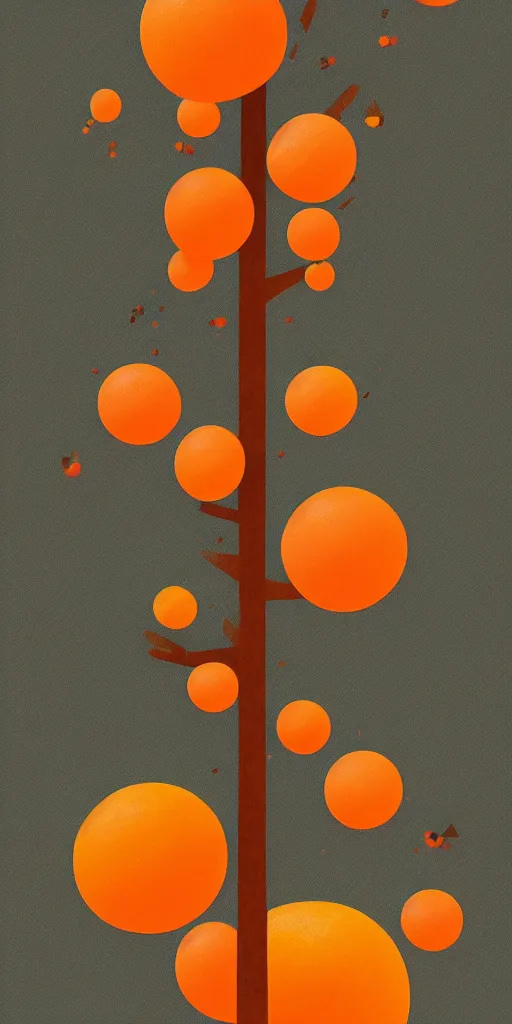 Image similar to a painting of a tree with oranges and other things, an ultrafine detailed painting by petros afshar, behance contest winner, geometric abstract art, behance hd, digital illustration, geometric