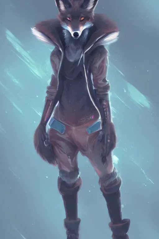 Image similar to a fox fursona, trending on artstation, by kawacy, furry art, digital art, cyberpunk, high quality, backlighting