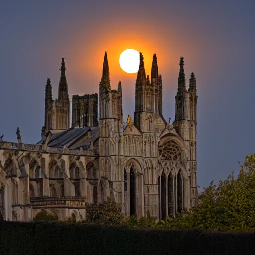 Image similar to we witnessed a glorious moonrise over ely cathedral last night.