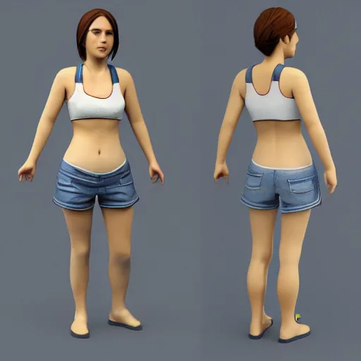 Prompt: A 3d model of female protagonist by Leticia Gillett