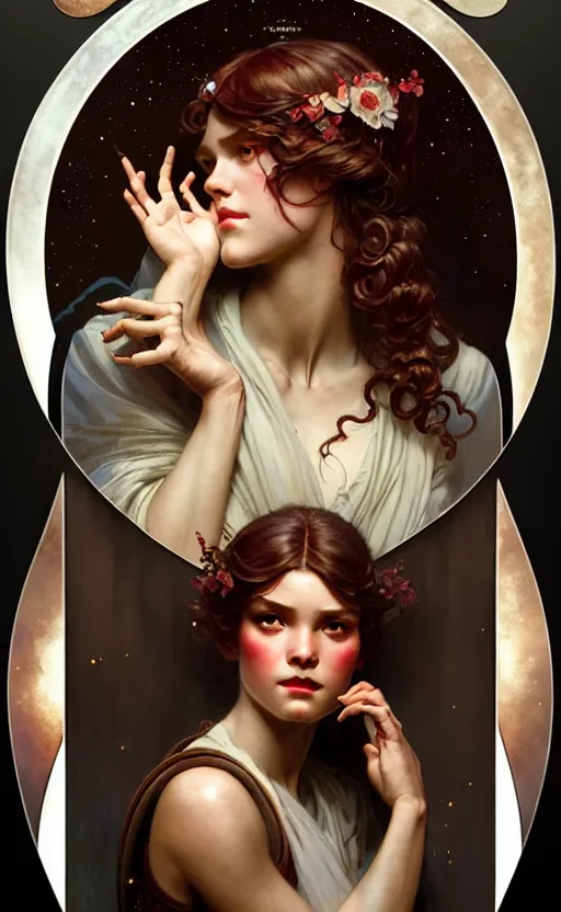 Image similar to beautiful girl gorgeous lighting by weta studio, mucha, bautista and norman rockwell and greg rutkowski and tom bagshaw and james gurney and lucasfilm