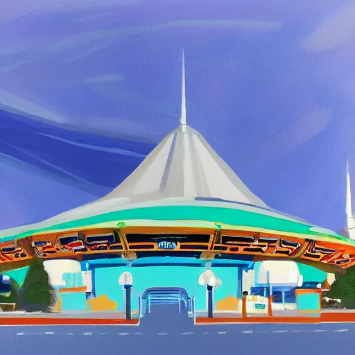 Prompt: painting of space mountain, disney world, florida, artstation