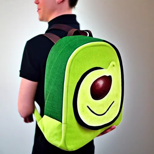 Image similar to avocado backpack, studio display, brilliant design