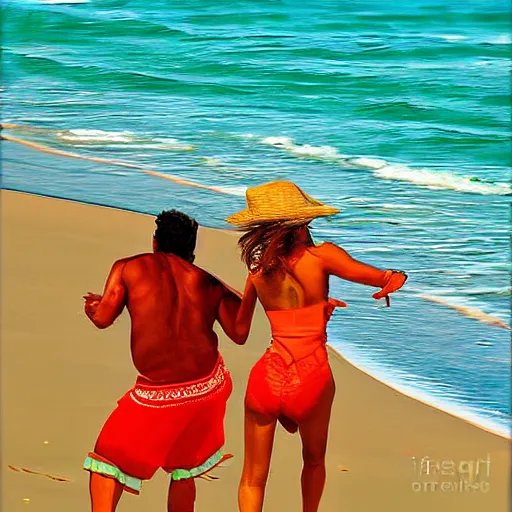 Prompt: salsa festival on cuba, beach, ocean, digital art,