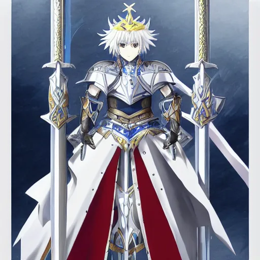 Prompt: King of Knights of the Holy Sword, Artoria Pendragon, Concept art by Takeuchi Koyasu
