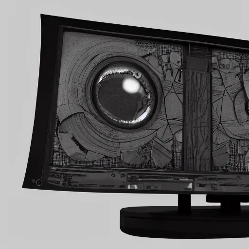 Image similar to old monitor screen technical details render 3 d clean sharp focus concept art