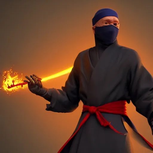 Prompt: Ninja Biden, The One Who Controls the Flame, 3d concept render by WLOP, trending on cgsociety