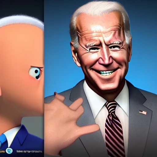 Image similar to joe biden on meth as seen in award winning animated pixar movie 4k octane render