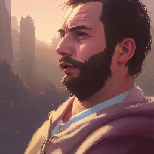 Image similar to highly detailed portrait, young man 🐻, in gta v, stephen bliss, unreal engine, fantasy art by greg rutkowski, loish, rhads, ferdinand knab, makoto shinkai and lois van baarle, ilya kuvshinov, rossdraws, tom bagshaw, global illumination, radiant light, detailed and intricate environment