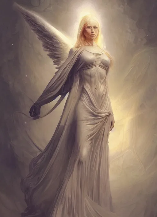 Image similar to angel wizard, physically accurate, moody dynamic lighting, very very intricate, very very elegant, highly detailed, digital painting, artstation, HR GIGER, Hieronymus Bosch, Francis Bacon, concept art, smooth, very beautiful, sharp focus, illustration, art by artgerm and greg rutkowski and alphonse mucha
