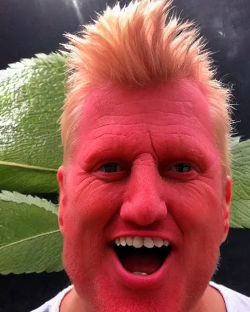 Prompt: strawberry merged with gary busey