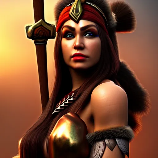 Prompt: photo of a real-life very beautiful barbarian queen, highly detailed, 4k,
