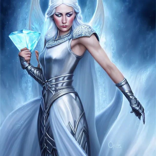 Image similar to beautiful ice queen warrior with ice powers artgerm anne stokes highly detailed 8 k hdr smooth sharp focus high resolution award - winning photo photorealistic