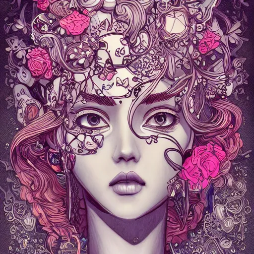 Image similar to the most incredibly beautiful and elegant and cute woman, an ultrafine detailed illustration by james jean, final fantasy, intricate linework, bright colors, behance contest winner, vanitas, angular, altermodern, unreal engine 5 highly rendered, global illumination, radiant light, detailed and intricate environment