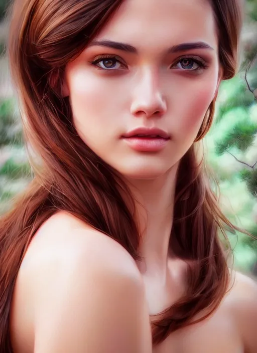 Image similar to photo of a gorgeous young woman in the style of stefan kostic, realistic, sharp focus, 8 k high definition, insanely detailed, intricate, elegant, art by stanley lau and artgerm