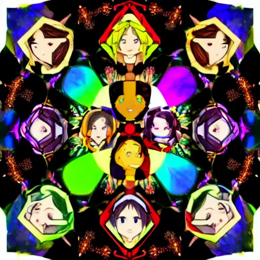 Prompt: kaleidoscope of waifus