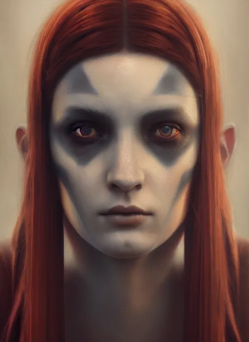 Prompt: octane render, unreal engine, symmetrical realistic, portrait, close - up, dark witch, painting by tom bagshaw, smooth, sharp focus