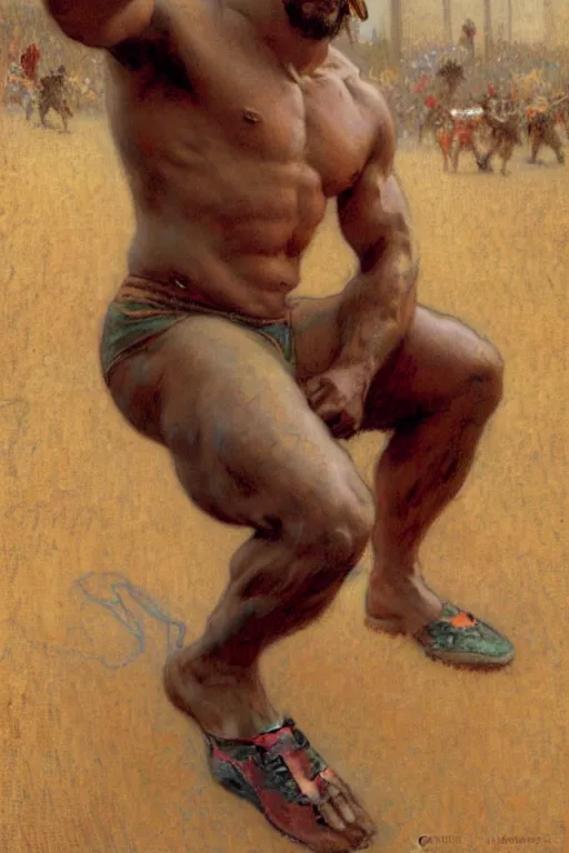 Image similar to attractive wrestler, painting by gaston bussiere, craig mullins, greg rutkowski, alphonse mucha