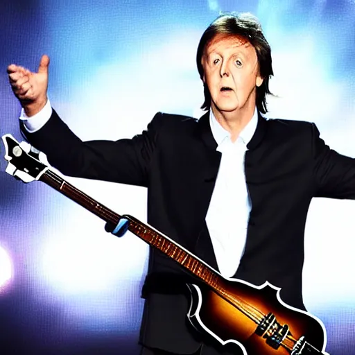 Image similar to Paul McCartney playing fortnite