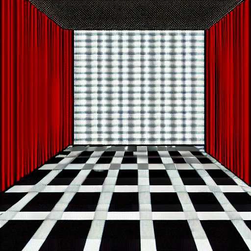 Image similar to an empty room with a red carpet and checkered walls, pixel art by miyamoto, reddit, net art, creepypasta, ps 1 graphics, xbox 3 6 0 graphics