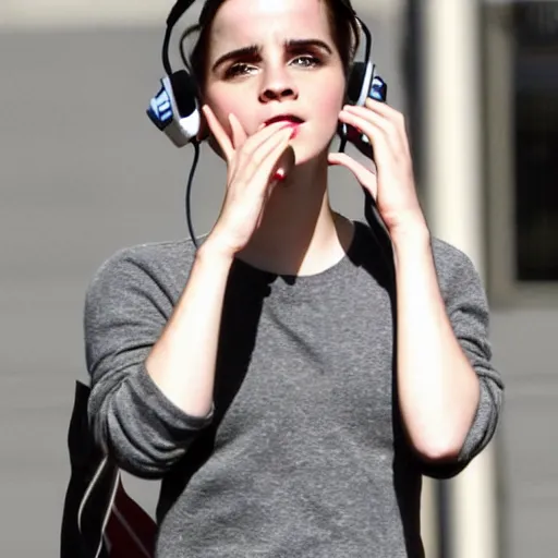 Image similar to emma watson wearing a gaming headset