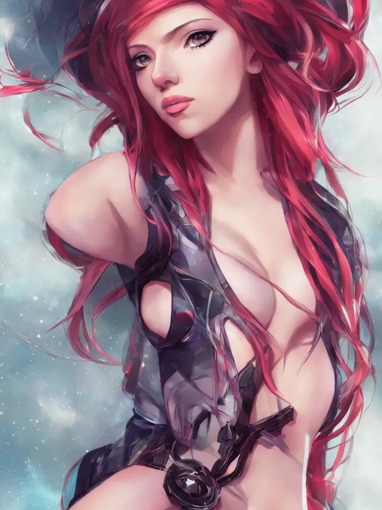 Image similar to scarlett johansson as an anime girl by ross tran, vivid, detailed