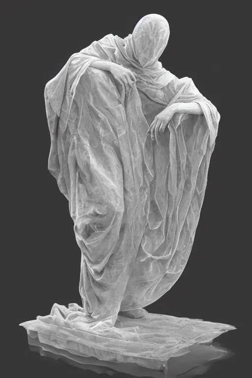 Image similar to a delicate renaissance marble sculpture covered with water veil, highly detailed transparent marble cloth, gi, global illumination, physically based rendering, photorealistic, top light, dark background painted by Wayne Barlowe, Greg Rutkowski, zdislav beksinski, Francis Bacon, Trending on artstation, artstationHD, artstationHQ, 4k, 8k