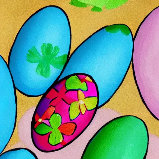 Image similar to a rabbit painting easter eggs