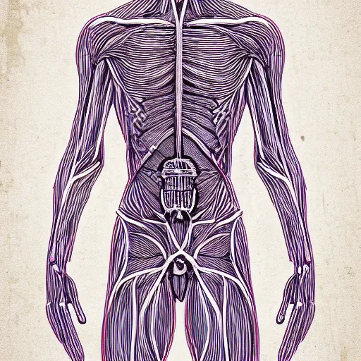 Image similar to human body from inside, blueprint