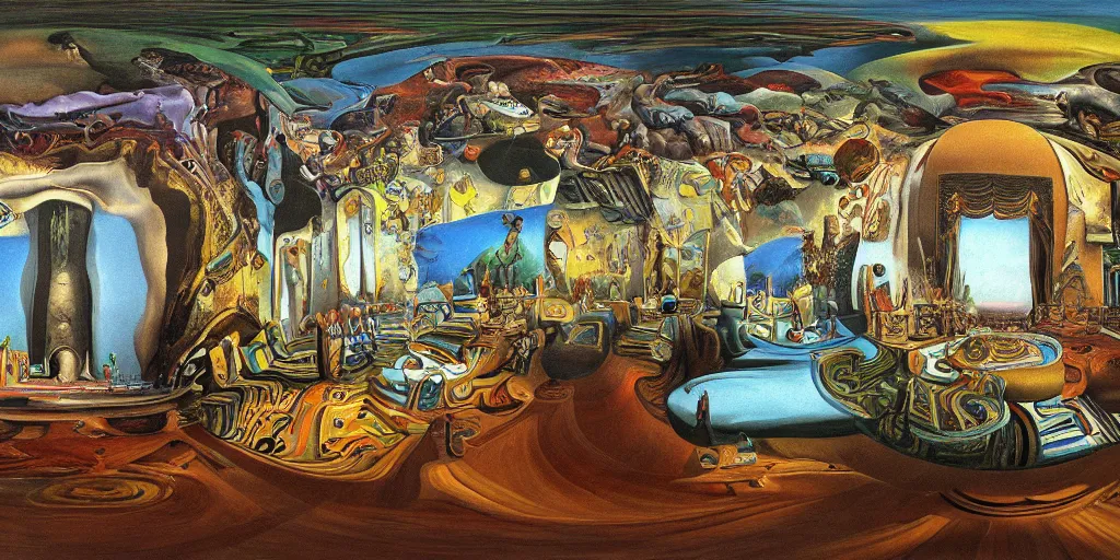 Image similar to equirectangular room by salvador dali