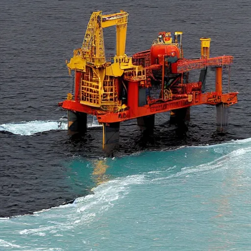 Image similar to oil drilling rig, drilling water deposit, water flowing,