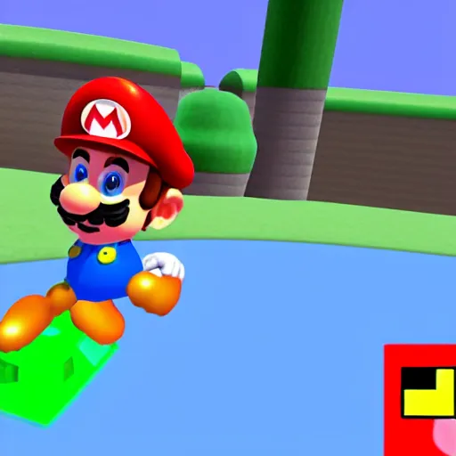 Image similar to mark zuckerberg as mario in super mario 64, in game footage