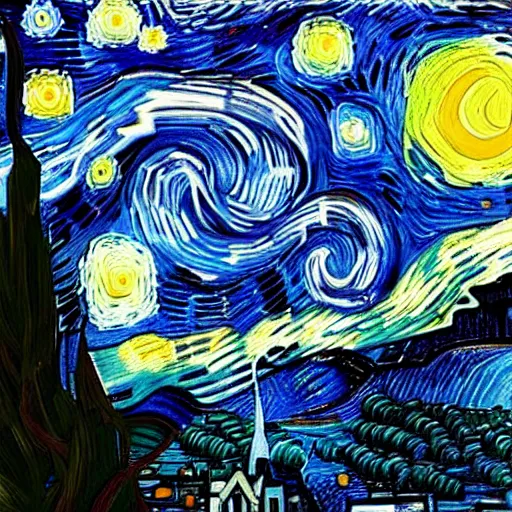 Image similar to detailed portrait of boris johnson on a bad hair day on a starry night painted by van gogh