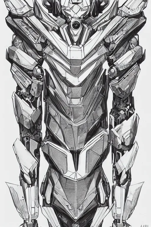 Prompt: very symmetrical!! full body illustrations of mecha, pen and ink, moderately detailed, concept art, wings, cyborg feathers, spread, cyborg wing, artstation, deviantart, pinterest